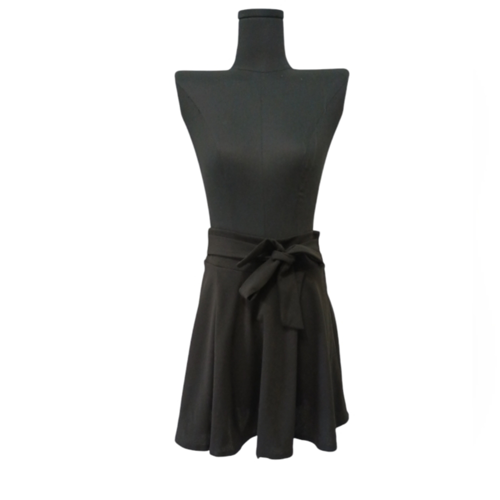 Sensational Collection Black Skater Skirt with Tie Belt